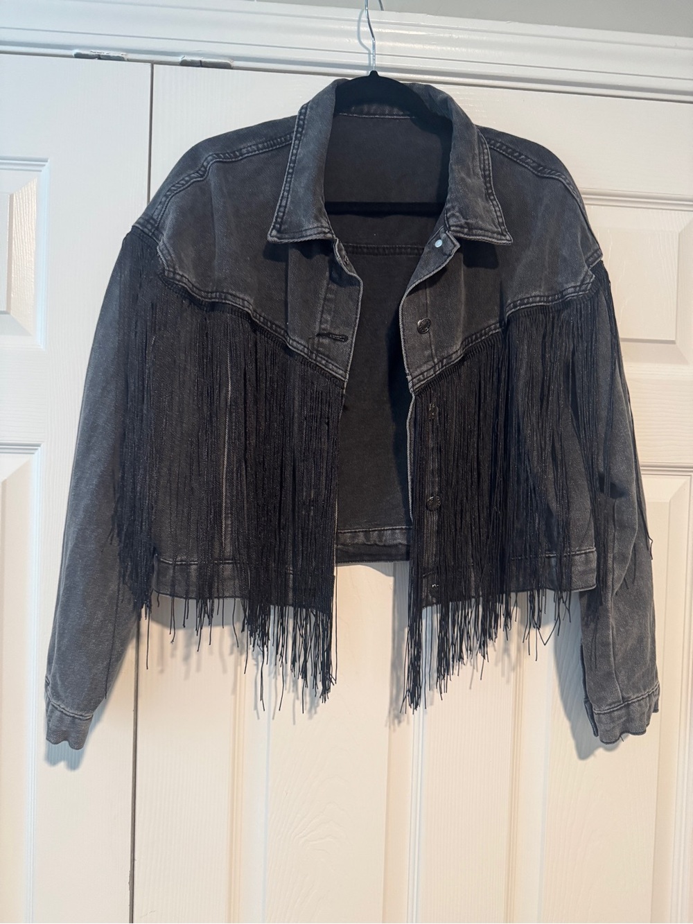 Women’s Black Fringe Denim Jacket